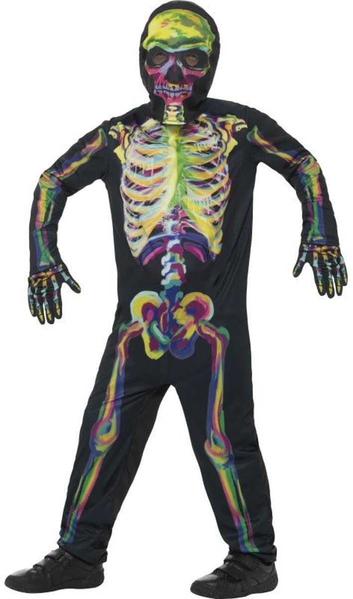 Spook & Skelet Kostuum | Rontgen Glow In The Dark Skelet | Jongen | Large | Halloween | Verkleedkleding